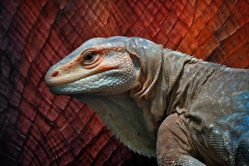 Poster - shed skin of a monitor lizard against a textured background, created with generative ai