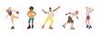 © Iryna Petrenko - Isolated set of young active people character roller skating during fun sport outdoors recreation