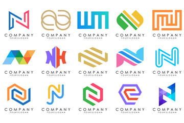 set of Abstract letter N logo design. modern creative logotype monogram icon design inspiration.