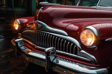 Wall Mural - classic cars gleaming headlights and grille, created with generative ai