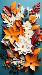 Wall Mural - Bright and colourful autumn flowers as a background. Created with Generative AI.