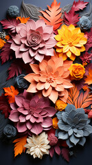 Wall Mural - Bright and colourful autumn flowers as a background. Created with Generative AI.