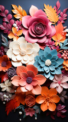 Wall Mural - Bright and colourful autumn flowers as a background. Created with Generative AI.