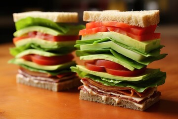 Poster - avocado, lettuce, and tomato slices for sandwich fillings, created with generative ai