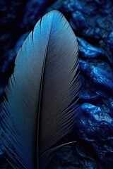 Wall Mural - blue feather detail on macro scale, created with generative ai