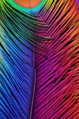 Wall Mural - close-up of a vibrant peacock feather, created with generative ai