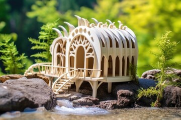 Poster - 3d printed tiny house in a scenic natural setting, created with generative ai