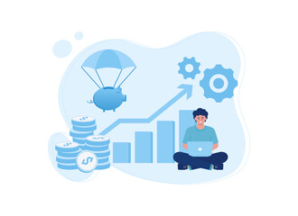 Wall Mural - Analyzing savings growth data concept flat illustration