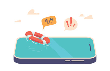 Poster - smartphone screen with lifebuoy symbolizes the concept of information security, representing the pro