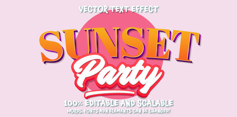 Leinwandbilder - Editable text effect sunset party 3d retro template style premium vector