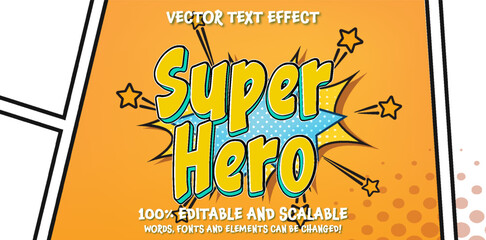 Wall Mural - Editable text effect Super Hero 3d Traditional Cartoon template style premium vector