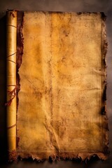 Wall Mural - vintage parchment with frayed edges and stains, created with generative ai