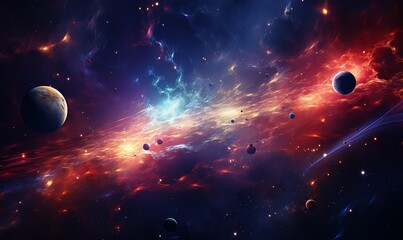 Wall Mural - space. orion nebula, black holes, explosion of planets and sun. stars, universe, flashes of light. f