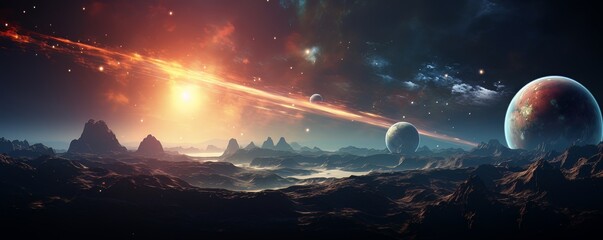 Wall Mural - space. orion nebula, black holes, explosion of planets and sun. stars, universe, flashes of light. f