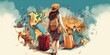 Wanderlust Adventures - Engaging Artwork for World Tourism Day - Girl with World Map , Bag Embarks on Global Tour   World Tourism Day Generative AI Digital Illustration