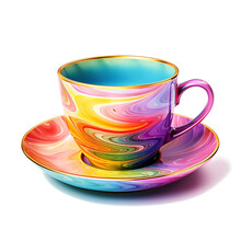 rainbow coffee cup on a transparent background for decorating the project Publications and websites