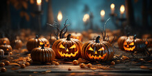 Holiday Halloween Large Pumpkins Smiling Candles