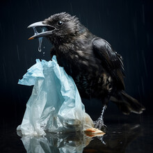 Bird Eating A Plastic Bag