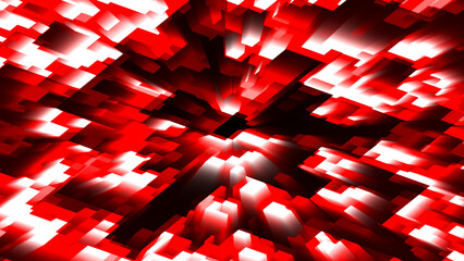 Poster - Abstract pattern, seamless mosaic background. Abstract technology background, computer generated image. Fractal geometry: a portal of luminous blocks. Sci-fi or hi-tech animated background. 4K.