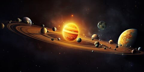 Wall Mural - ai generated. ai generative. solar system universe galaxy space planets poster background decoration