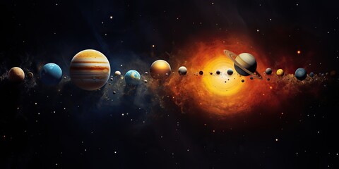 Wall Mural - ai generated. ai generative. solar system universe galaxy space planets poster background decoration