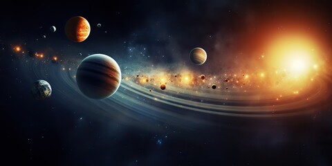 Wall Mural - ai generated. ai generative. solar system universe galaxy space planets poster background decoration
