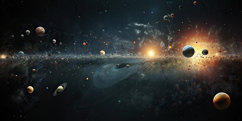 Wall Mural - ai generated. ai generative. solar system universe galaxy space planets poster background decoration
