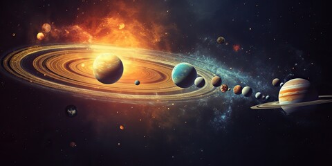 Wall Mural - ai generated. ai generative. solar system universe galaxy space planets poster background decoration