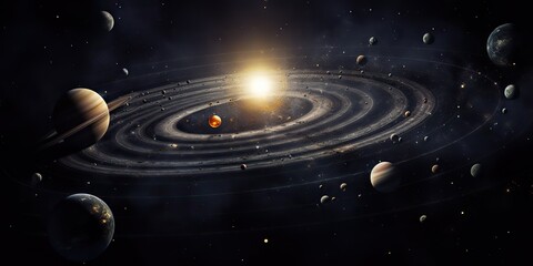 Wall Mural - ai generated. ai generative. solar system universe galaxy space planets poster background decoration