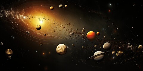 Wall Mural - ai generated. ai generative. solar system universe galaxy space planets poster background decoration