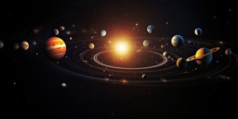 Wall Mural - ai generated. ai generative. solar system universe galaxy space planets poster background decoration