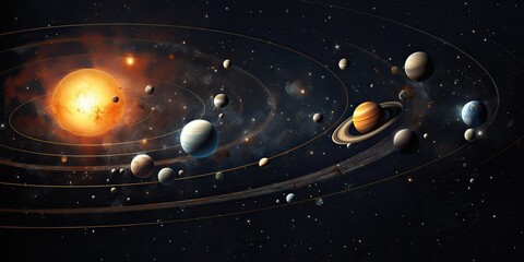 Wall Mural - ai generated. ai generative. solar system universe galaxy space planets poster background decoration