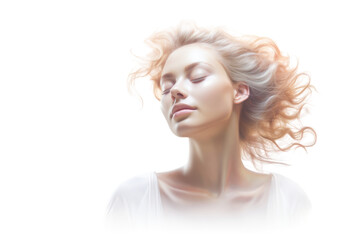 conceptual illustration of a woman feeling free isolated on a transparent background, generative ai