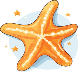 Wall Mural - Marine life. Sea star.Vector illustration for children with isolated image of funny happy cartoon starfish.GenerativeAI.