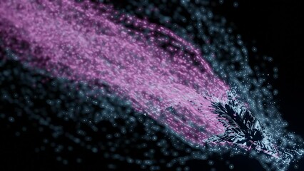 Poster - Black background with backlight. Design. Dark sky with bright shiny particles made in cartoon abstraction