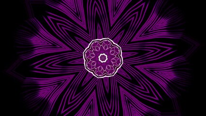 Poster - Symmetrical beautiful mandala pattern on a black background. Design. Hypnotic transforming floral shapes.