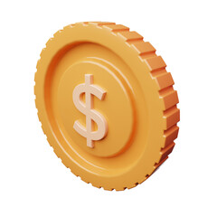 Sticker - 3d Render Dollar Coin Icon Illustration