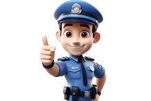 Loyal Police Officer 3D Cartoon Character On Transparent Background. AI