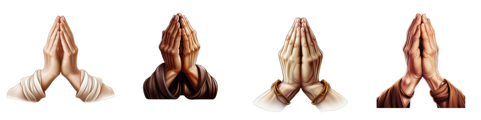 Wall Mural - Praying Hands clipart collection, vector, icons isolated on transparent background