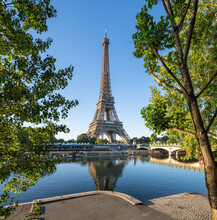 Eiffel Tower And Seine River In Summer, Paris, France
