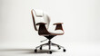 © Exuberation  - He sits in a modern office chair against a clear white background, deep in thought.