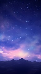 Wall Mural - Purple gradient mystical moonlight sky with clouds and stars phone background wallpaper, ai generated