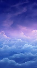 purple gradient mystical moonlight sky with clouds and stars phone background wallpaper, ai generate