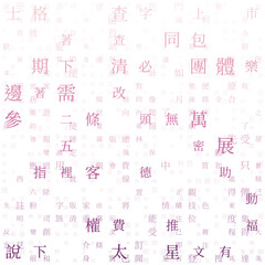 Poster - Matrix background. Random characters of Chinese Traditional Alphabet. Gradiented matrix pattern. Magenta color theme backgrounds. Tileable horizontally. Charming vector illustration.