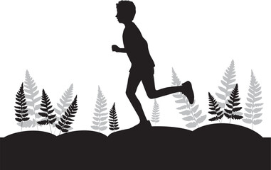 Poster - Silhouette of a running boy.