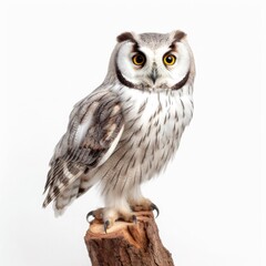 Wall Mural - Boreal owl bird isolated on white. Generative AI