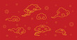Chinese new year auspicious clouds vector symbols set. Line symbols, decorative elements for chinese new year of festival in Asia. Oriental traditional clouds pattern.