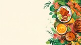 Fototapeta Kuchnia - Brazilian food. Web banner with copy space. Generative AI