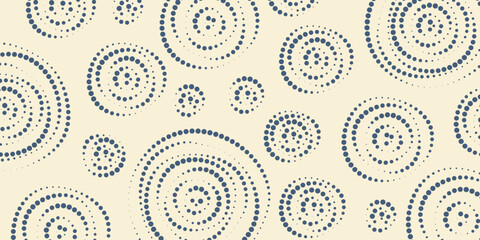 Poster - Abstract background of blue dotted rings. Geometric ornament from circles of different sizes