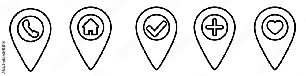 Location vector icon set. Pin icon. Map pin illustration sign ...